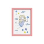 Quadro para Quarto Menina e Flores Azuis Moldura Rosa 22x32