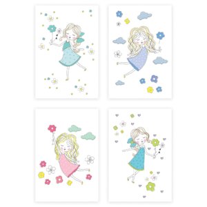 Placas Decorativas Menina e Flores MDF
