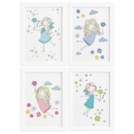 Quadros para Quarto Menina e Flores Moldura Branca 33x43cm