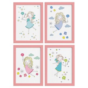 Quadros para Quarto Menina e Flores Moldura Rosa