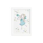 Quadro para Quarto Menina Flores Verdes Moldura Branca 33x43