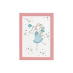 Quadro para Quarto Menina e Flores Verdes Moldura Rosa 22x32