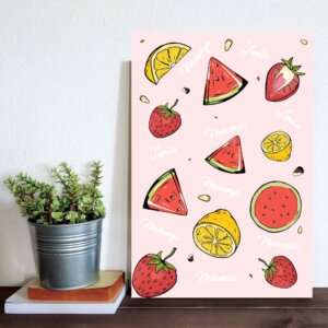 Placa Decorativa MDF Frutas Melancias e Limões 30x40cm