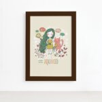 Quadro Signo Aquário Moldura Marrom 22x32cm