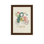 Quadro Signo Aquário Moldura Marrom 33x43cm