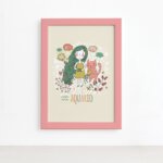 Quadro Signo Aquário Moldura Rosa 22x32cm
