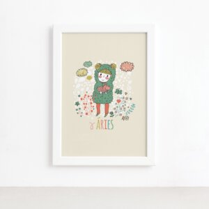 Quadro Signo Áries Moldura Branca 22x32cm,Quadro Signo Áries Moldura Branca 22x32cm
