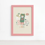 Quadro Signo Áries Moldura Rosa 22x32cm