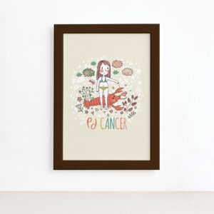 Quadro Signo Câncer Moldura Marrom 22x32cm,Quadro Signo Câncer Moldura Marrom 22x32cm