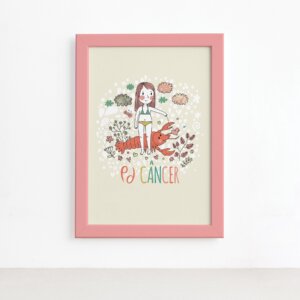 Quadro Signo Câncer Moldura Rosa 22x32cm,Quadro Signo Câncer Moldura Rosa 22x32cm