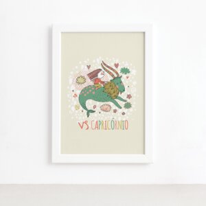 Quadro Signo Capricórnio Moldura Branca 22x32cm,Quadro Signo Capricórnio Moldura Branca 22x32cm