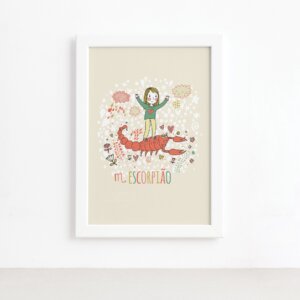 Quadro Signo Escorpião Moldura Branca 22x32cm,Quadro Signo Escorpião Moldura Branca 22x32cm