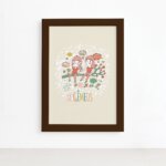 Quadro Signo Gêmeos Moldura Marrom 22x32cm