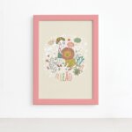 Quadro Signo Leão Moldura Rosa 22x32cm
