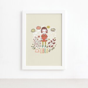 Quadro Signo Libra Moldura Branca 22x32cm,Quadro Signo Libra Moldura Branca 22x32cm