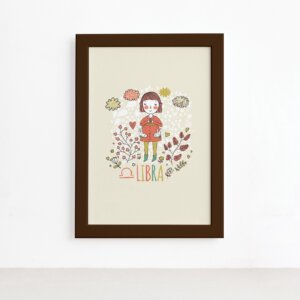 Quadro Signo Libra Moldura Marrom 22x32cm,Quadro Signo Libra Moldura Marrom 22x32cm
