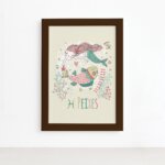 Quadro Signo Peixes Moldura Marrom 22x32cm