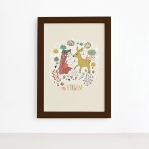 Quadro Signo Virgem Moldura Marrom 22x32cm,Quadro Signo Virgem Moldura Marrom 22x32cm