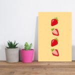 Placa Decorativa MDF Frutas Coloridas Morangos 20x30cm