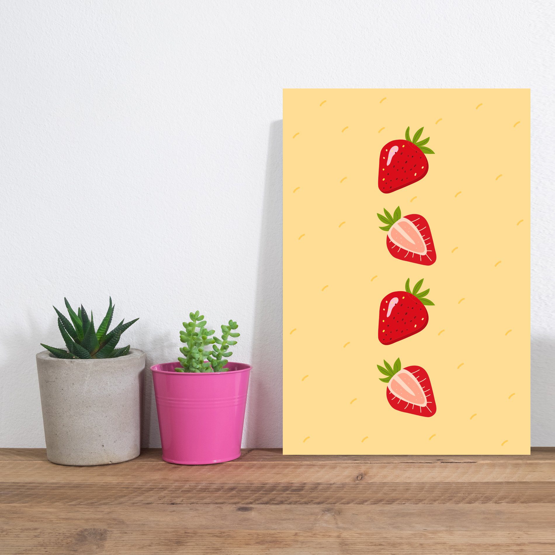 Placa Decorativa MDF Frutas Coloridas Morangos 20x30cm