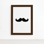 Quadro Decorativo Namorados Bigode Moldura Marrom 22x32cm