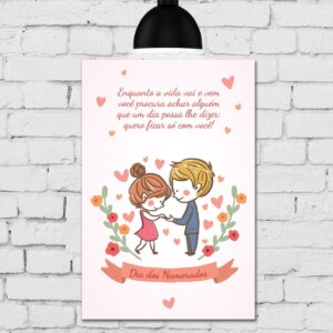 Placa Decorativa MDF Frase Flores e Corações