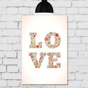 Placa Decorativa MDF LOVE Flores