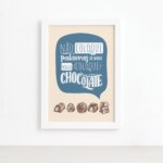 Quadro Cozinha Chocolate Frase Boca Moldura Branca 22x32cm