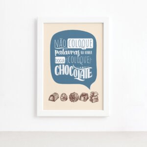 Quadro Cozinha Chocolate Frase Boca Moldura Branca 22x32cm,Quadro Cozinha Chocolate Frase Boca Moldura Branca 22x32cm