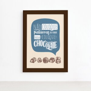 Quadro Cozinha Chocolate Frase Boca Moldura Marrom 22x32cm,Quadro Cozinha Chocolate Frase Boca Moldura Marrom 22x32cm