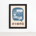 Quadro Cozinha Chocolate Frase Boca Moldura Preta 22x32cm