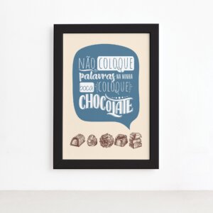Quadro Cozinha Chocolate Frase Boca Moldura Preta 22x32cm,Quadro Cozinha Chocolate Frase Boca Moldura Preta 22x32cm