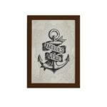 Quadro Vintage Náutico Âncora Moldura Marrom 33x43cm