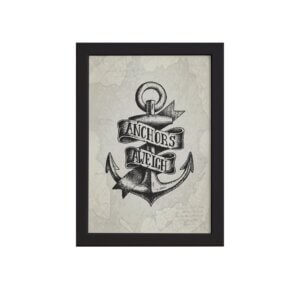 Quadro Vintage Náutico Âncora Moldura Preta