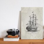 Placa Decorativa Vintage Náutico Caravela 20x30cm