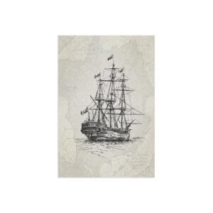 Placa Decorativa Vintage Náutico Caravela 30x40cm