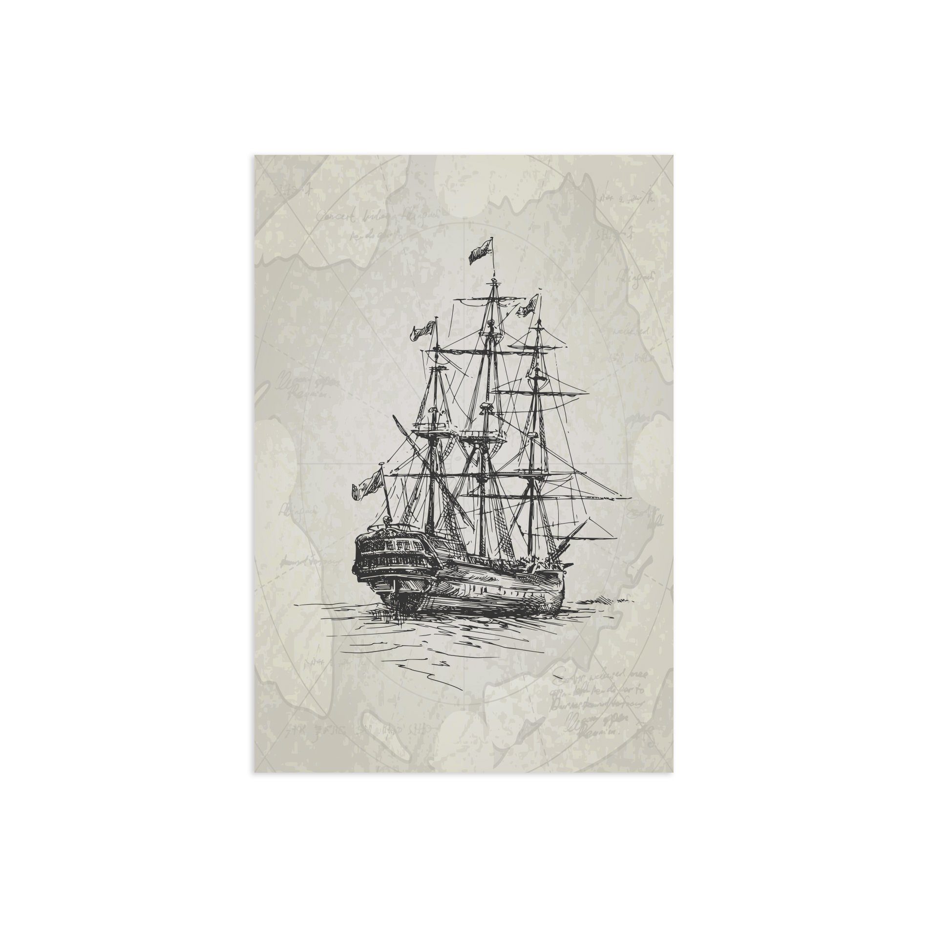 Placa Decorativa Vintage Náutico Caravela 30x40cm