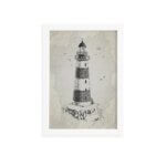 Quadro Vintage Náutico Farol Moldura Branca 22x32cm