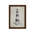 Quadro Vintage Náutico Farol Moldura Marrom 22x32cm