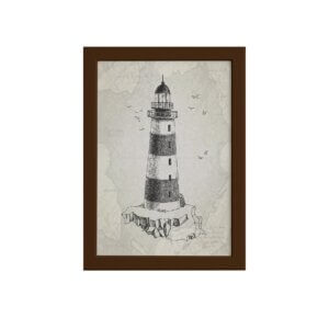 Quadro Vintage Náutico Farol Moldura Marrom