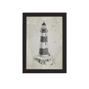 Quadro Vintage Náutico Farol Moldura Preta