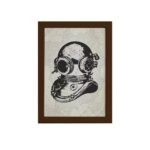 Quadro Vintage Náutico Mergulho Moldura Marrom 22x32cm