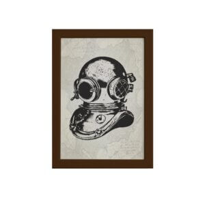 Quadro Vintage Náutico Mergulho Moldura Marrom