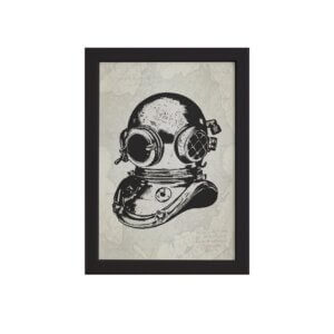 Quadro Vintage Náutico Mergulho Moldura Preta