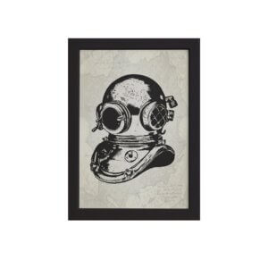 Quadro Vintage Náutico Mergulho Moldura Preta