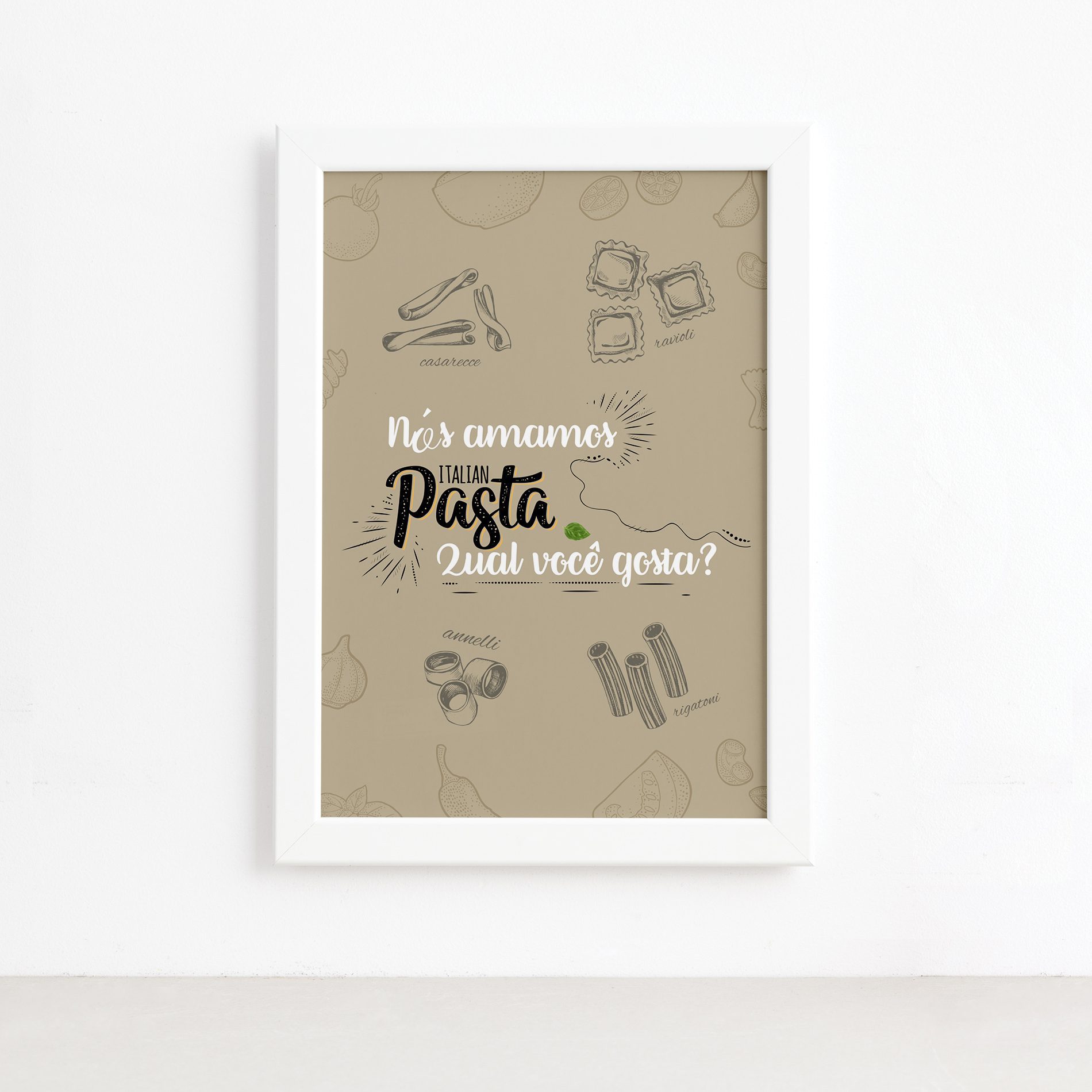 Quadro Cozinha Pasta Italiana Amamos Moldura Branca 22x32cm,Quadro Cozinha Pasta Italiana Amamos Moldura Branca 22x32cm