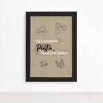 Quadro Cozinha Pasta Italiana Amamos Moldura Preta 22x32cm