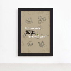 Quadro Cozinha Pasta Italiana Amamos Moldura Preta 22x32cm,Quadro Cozinha Pasta Italiana Amamos Moldura Preta 22x32cm
