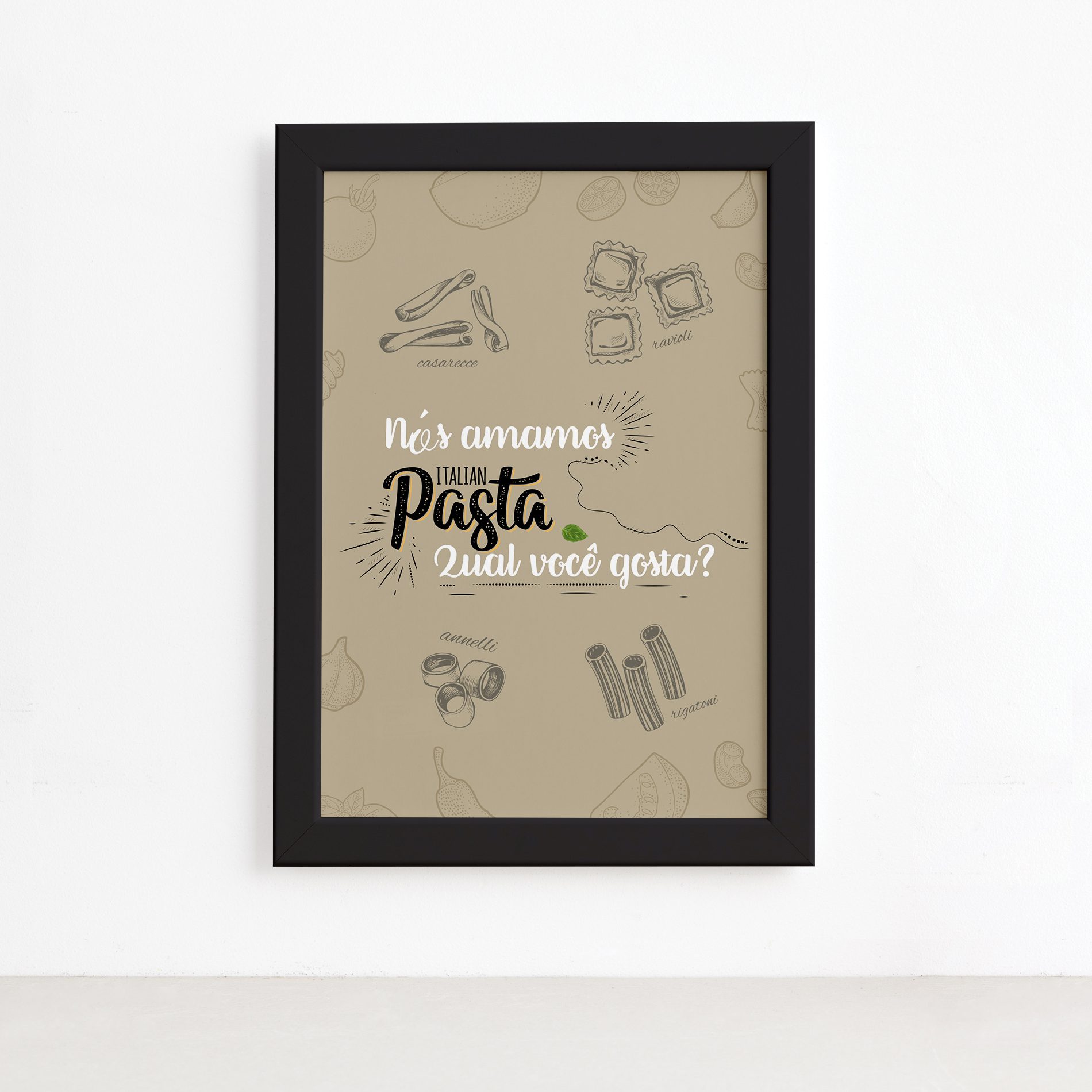 Quadro Cozinha Pasta Italiana Amamos Moldura Preta 22x32cm,Quadro Cozinha Pasta Italiana Amamos Moldura Preta 22x32cm
