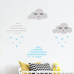 Adesivo de Parede Infantil Nuvens Chevron Azul